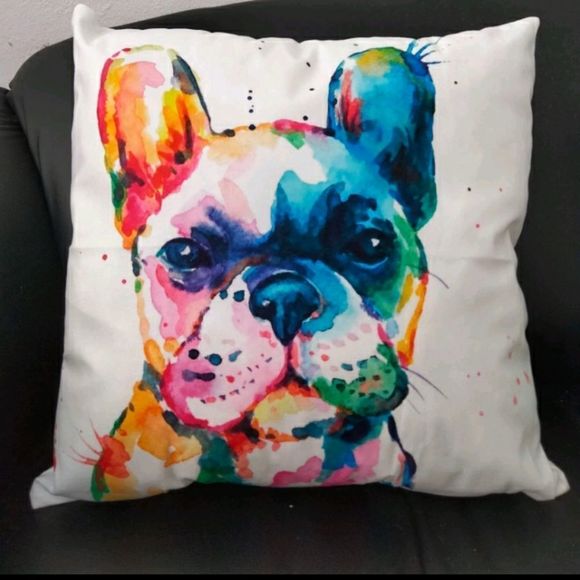 Dog Pattern Pop Art Colorful Bulldog Design Pillow Cover Pillowcase - Picture 2 of 7